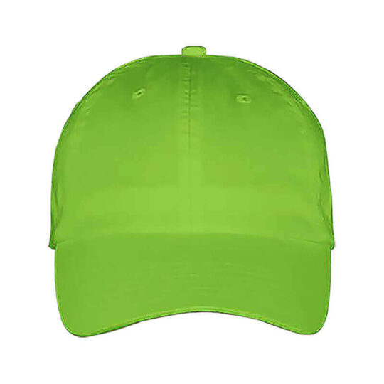 100% Cotton Twill Baseball Cap - Lime, One Size