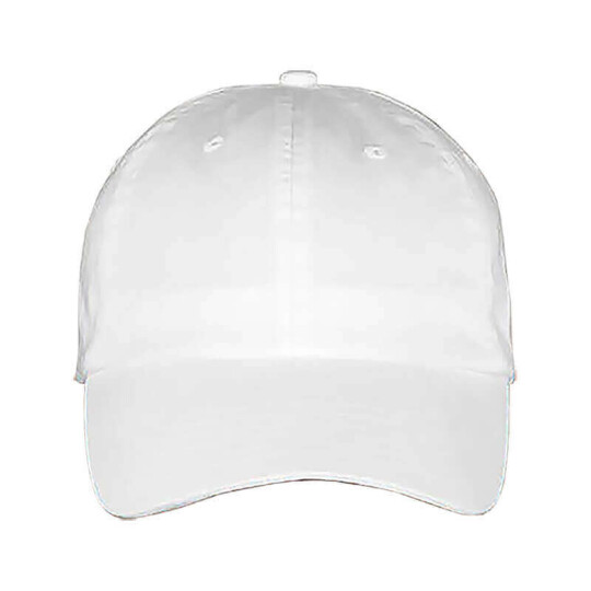 100% Cotton Twill Baseball Cap - White, One Size